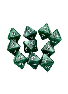 Marsrut 10 Pieces D8 Polyhedral Dice Set - 8 Sided Dice With Numbers | Ideal For Board Games, Classroom Activities, Party Table & Gaming Fun (Color: Green, Size: 1.6Cm/0.63In)  - Image 1