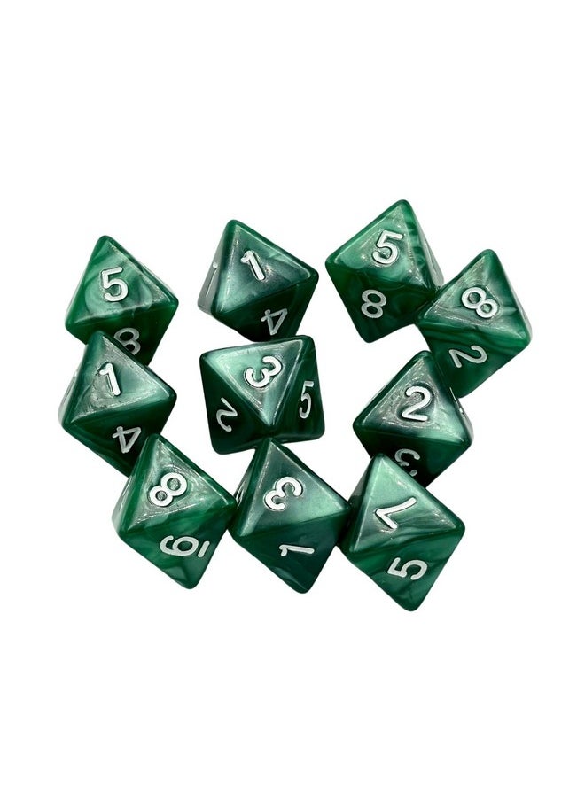 Marsrut 10 Pieces D8 Polyhedral Dice Set - 8 Sided Dice With Numbers | Ideal For Board Games, Classroom Activities, Party Table & Gaming Fun (Color: Green, Size: 1.6Cm/0.63In)  - Image 1