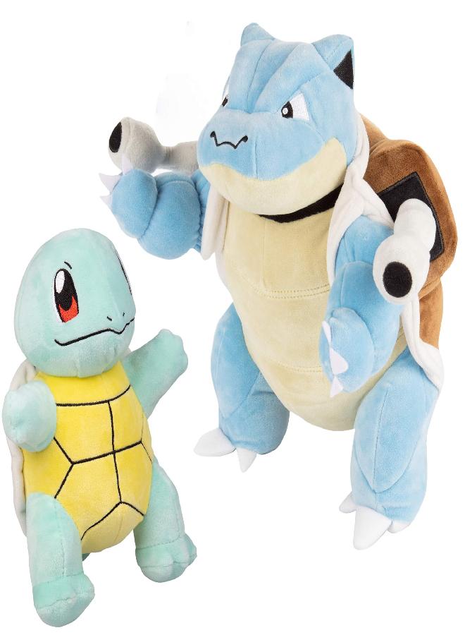 Wicked Cool Toys Pokémon 8" Squirtle and 12" Blastoise Plush Stuffed Animal - Set of 2 - Age 2+ - Image 4