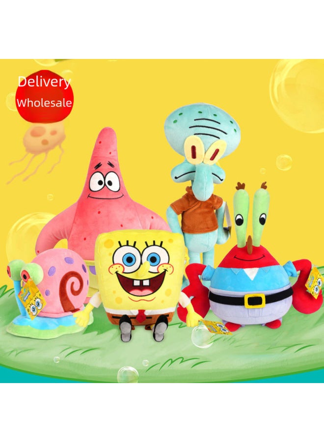 Spongebob Squarepants Plushie Toy Patty Star Crab Boss Doll Fabric Doll Pillow Children's Toy-Color:38cm Ferret Velvet Pie Star (weighing About 0.3kg)-Height:See Color Description - Image 2