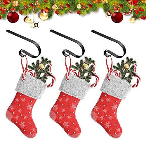 Festanlee 6 Pcs Christmas Stocking Holders Metal Mantel Stocking Hangers Adjustable Hanging Grip Stockings Clip Set (6, Black) - Image 3