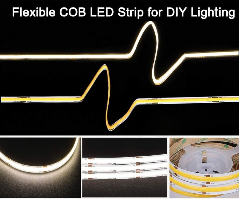 dephen UL-Listed COB LED Strip 16.4ft, 4000K Daylight Rope Lights 528LEDs/M, DC24V 5500Lm Flexiable and Cuttable Tape Lingting for Bedroom, Cabinet, Kitchen, Office, DIY - Image 2
