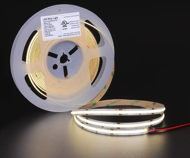 dephen UL-Listed COB LED Strip 16.4ft, 4000K Daylight Rope Lights 528LEDs/M, DC24V 5500Lm Flexiable and Cuttable Tape Lingting for Bedroom, Cabinet, Kitchen, Office, DIY - Image 1