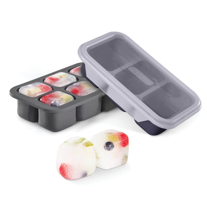 Dash DASH Perfect Portion Silicone Freezer Trays for Ice Cubes Soups Sauces and More 2 pack  Cool Grey  Midnight Navy