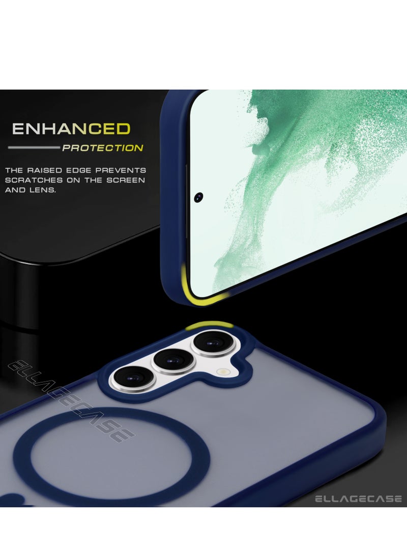ELLAGECASE حافظة أنيقة زرقاء لهاتف سامسونج جالاكسي S24، حماية كاميرا قوية، مضادة للصدمات، حماية معززة، متوافقة مع شحن MagSafe والشحن اللاسلكي - Image 3