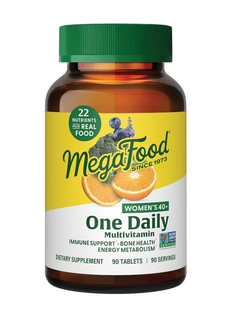 MegaFood - MegaFood Women's 40+ One Daily Multivitamin for Women with Vitamin B12, Vitamin B6, Vitamin C, Vitamin D, Zinc & Iron - Plus Real Food - Immune Support - Bone Health - Non-GMO - Vegetarian - 90 Tabs - Image 1