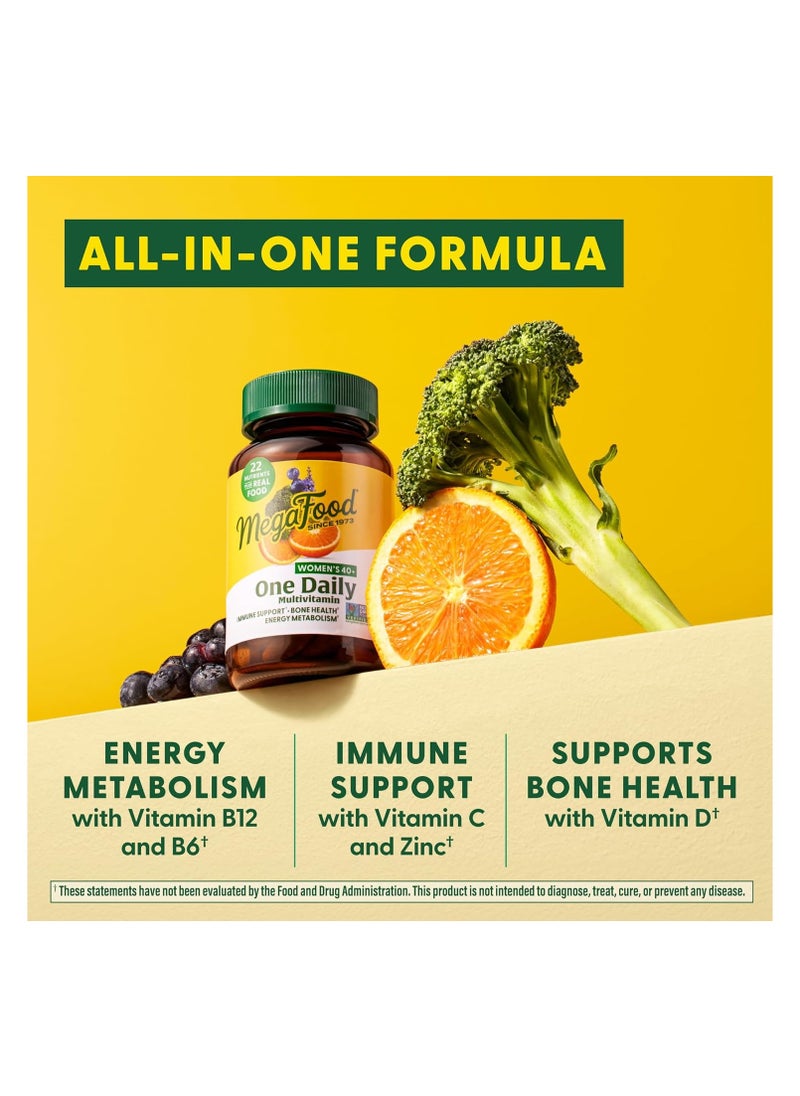 MegaFood - MegaFood Women's 40+ One Daily Multivitamin for Women with Vitamin B12, Vitamin B6, Vitamin C, Vitamin D, Zinc & Iron - Plus Real Food - Immune Support - Bone Health - Non-GMO - Vegetarian - 90 Tabs - Image 1