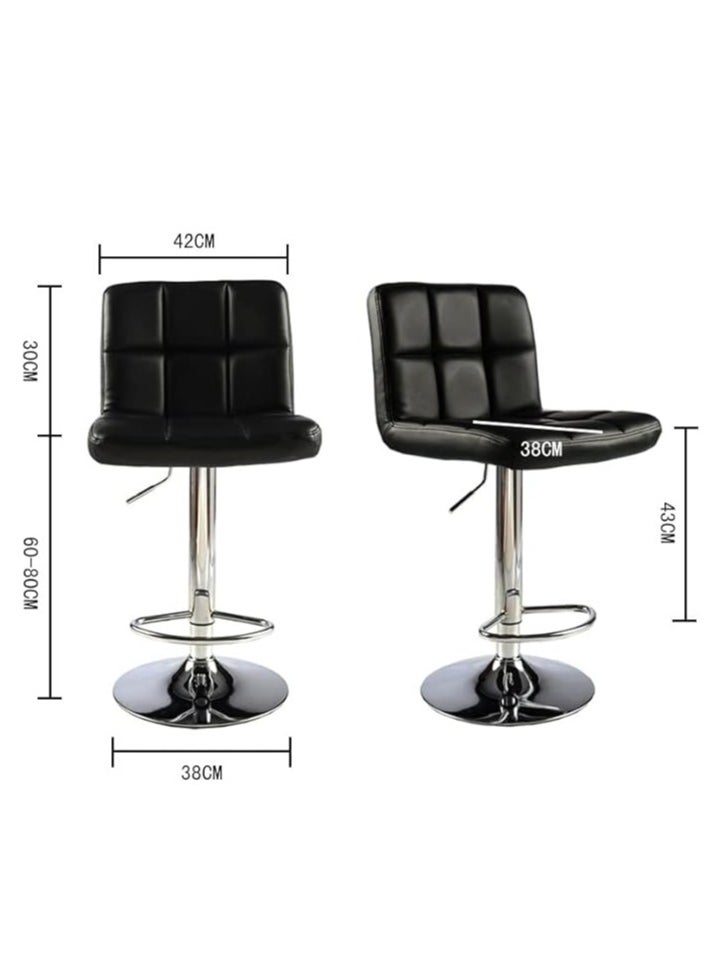 Generic PU Leather Bar Stool, Swivel High Chair Adjustable Bar Chair with Metal Base and Back Rest for Home Kitchen Bar Counter  - Image 2