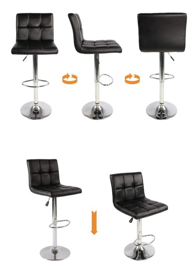 Generic PU Leather Bar Stool, Swivel High Chair Adjustable Bar Chair with Metal Base and Back Rest for Home Kitchen Bar Counter  - Image 4