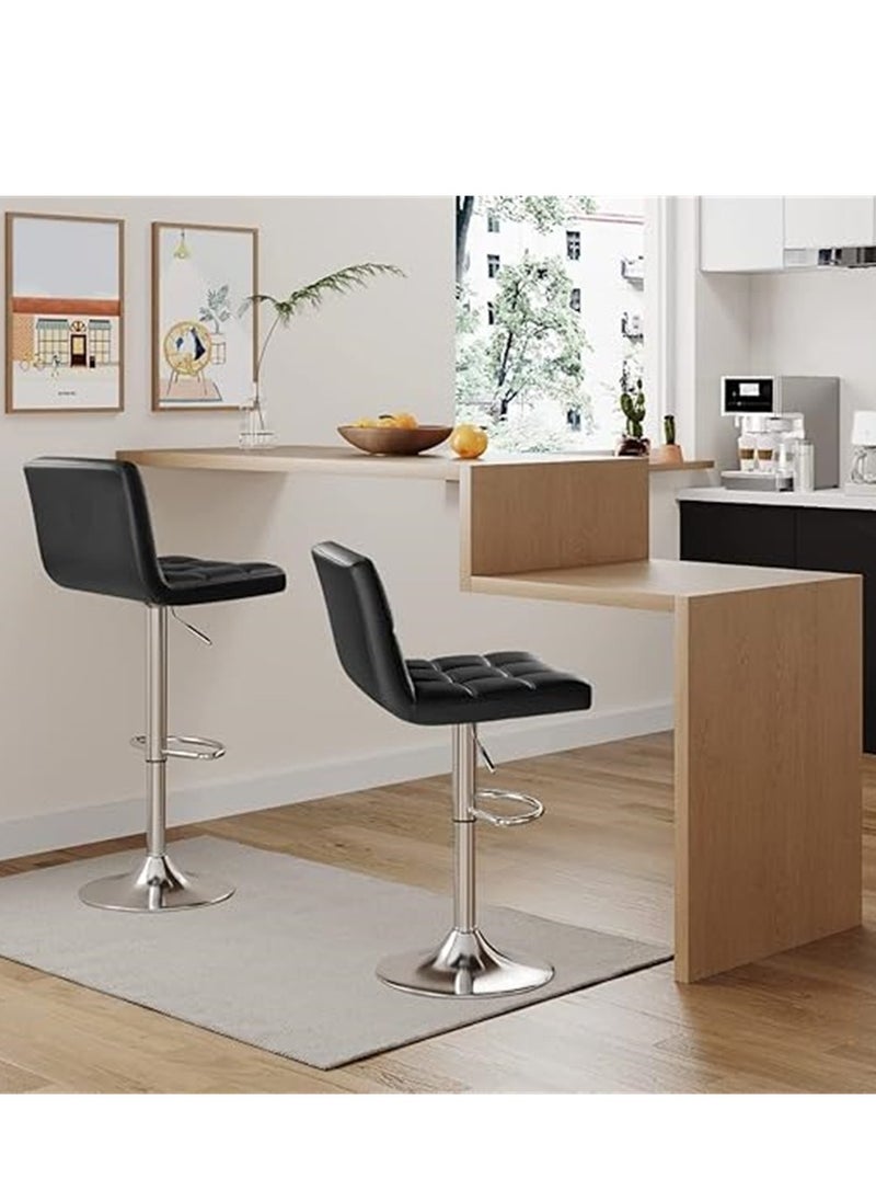 Generic PU Leather Bar Stool, Swivel High Chair Adjustable Bar Chair with Metal Base and Back Rest for Home Kitchen Bar Counter  - Image 5