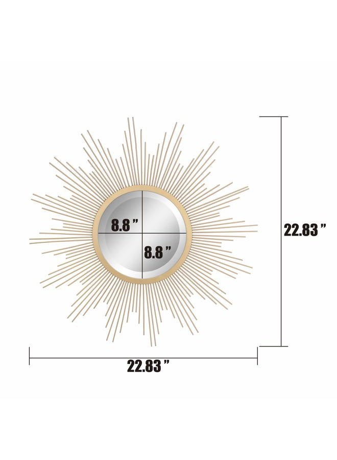 Stonebriar Round Decorative Antique Gold 23" Metal Starburst Hanging Mirror for Wall - Image 3