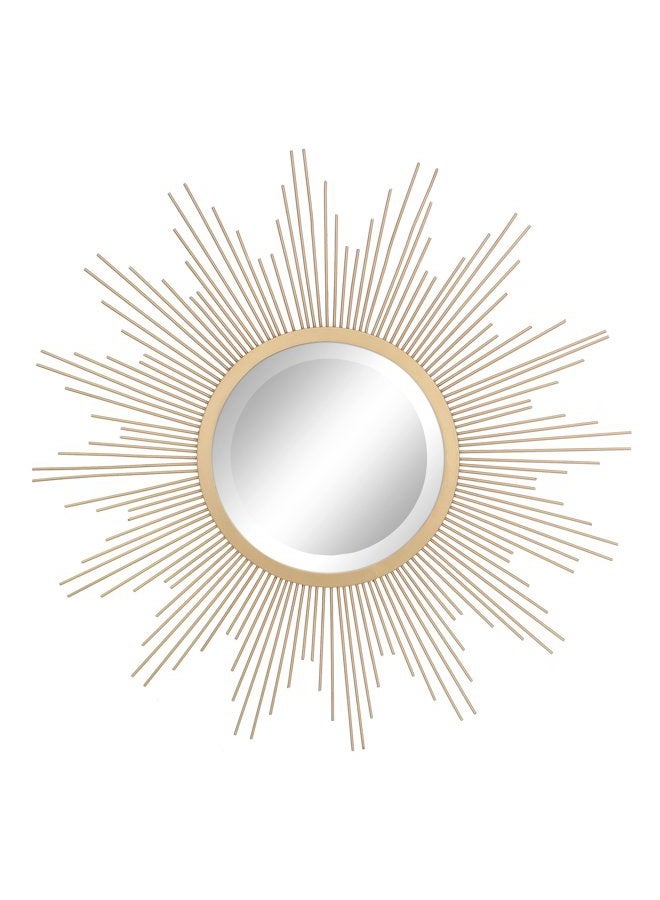 Stonebriar Round Decorative Antique Gold 23" Metal Starburst Hanging Mirror for Wall - Image 1