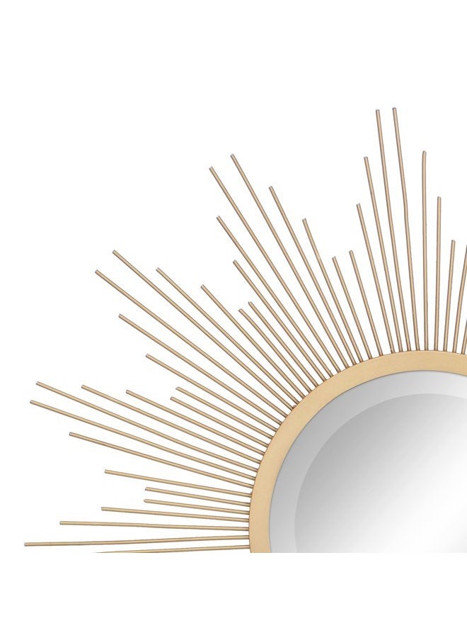 Stonebriar Round Decorative Antique Gold 23" Metal Starburst Hanging Mirror for Wall - Image 4