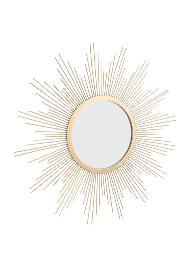 Stonebriar Round Decorative Antique Gold 23" Metal Starburst Hanging Mirror for Wall - Image 2