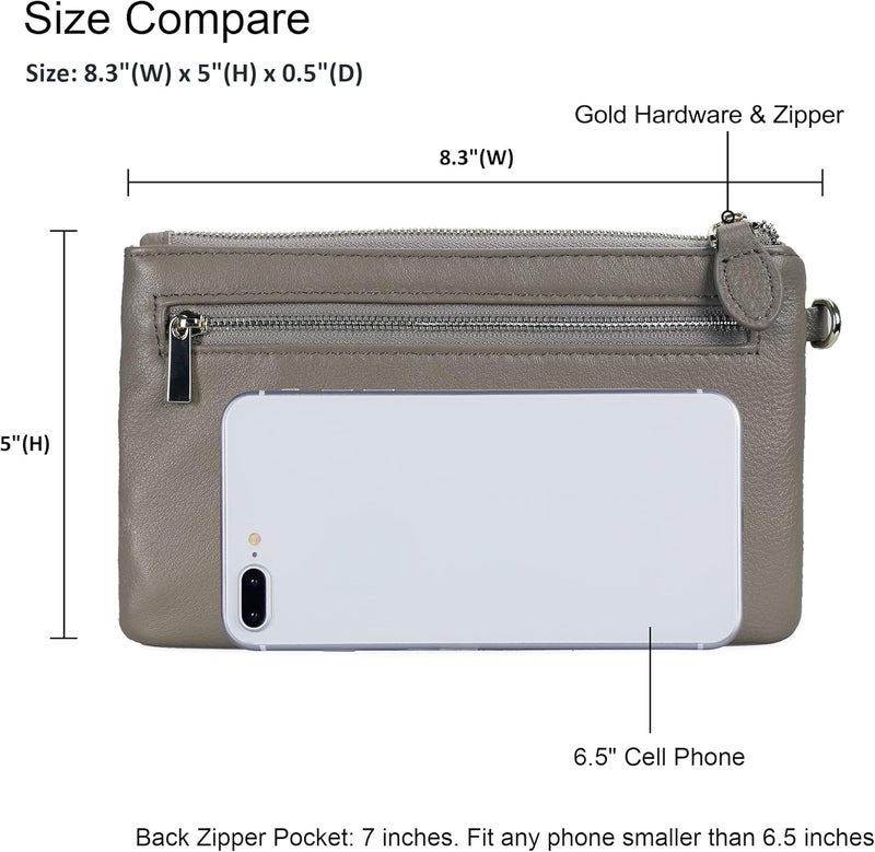 befen Genuine Leather Wristlet Clutch RFID Blocking Bag Cell Phone Wallet Purse Wristlet Wallet Purses and Handbags for Women - Image 3