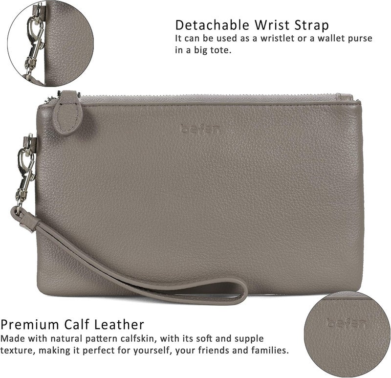 befen Genuine Leather Wristlet Clutch RFID Blocking Bag Cell Phone Wallet Purse Wristlet Wallet Purses and Handbags for Women - Image 4