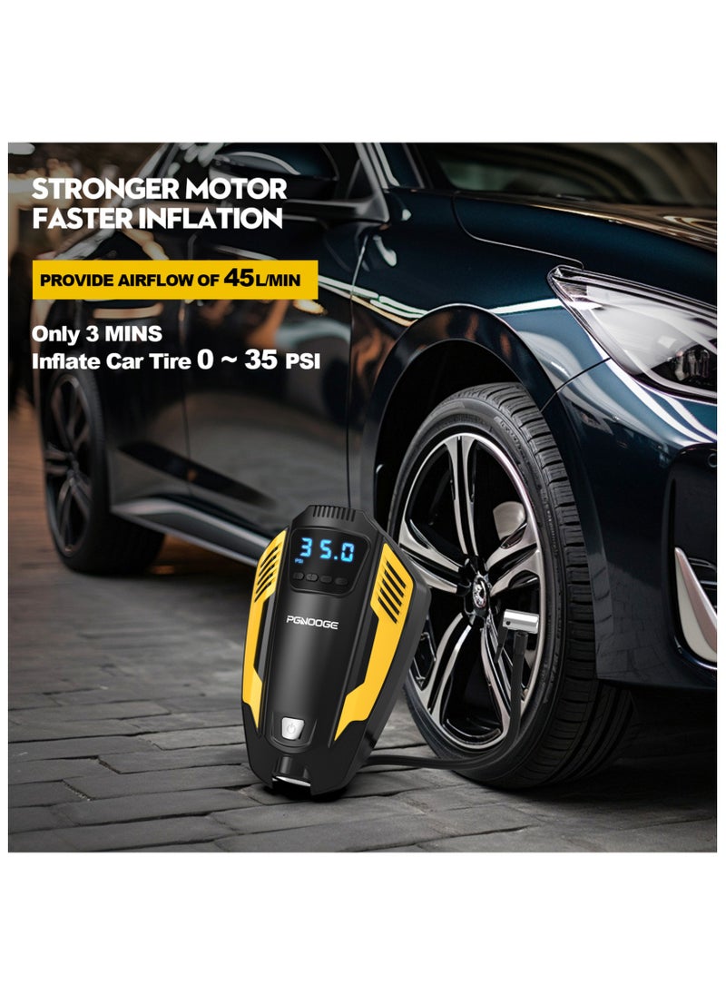 PGNOOGE PGNOOGE 150 PSI Tyre Inflator for Car, Car Tire Inflator DC 12V Auto-Off, Tyre Air Compressor for Cars SUV Motorbikes Balls, Tyre Pump with LED Light  - Image 2