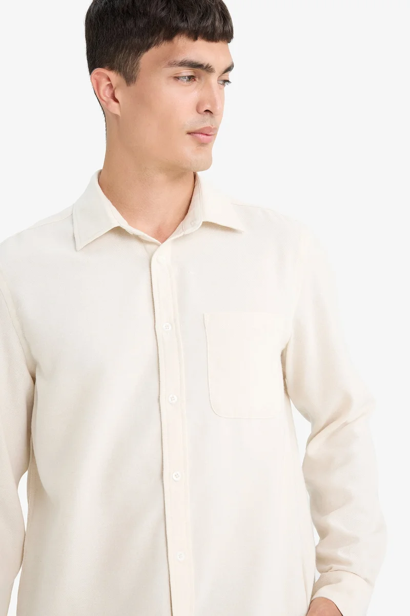Defacto  Regular Fit Polo Collar Cotton Long Sleeve Shirt for Men | Best Price UAE