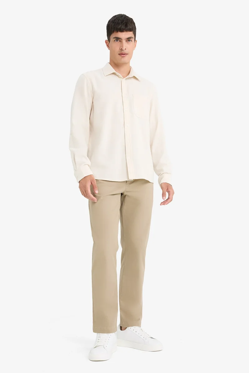 Defacto  Regular Fit Polo Collar Cotton Long Sleeve Shirt for Men | Best Price UAE
