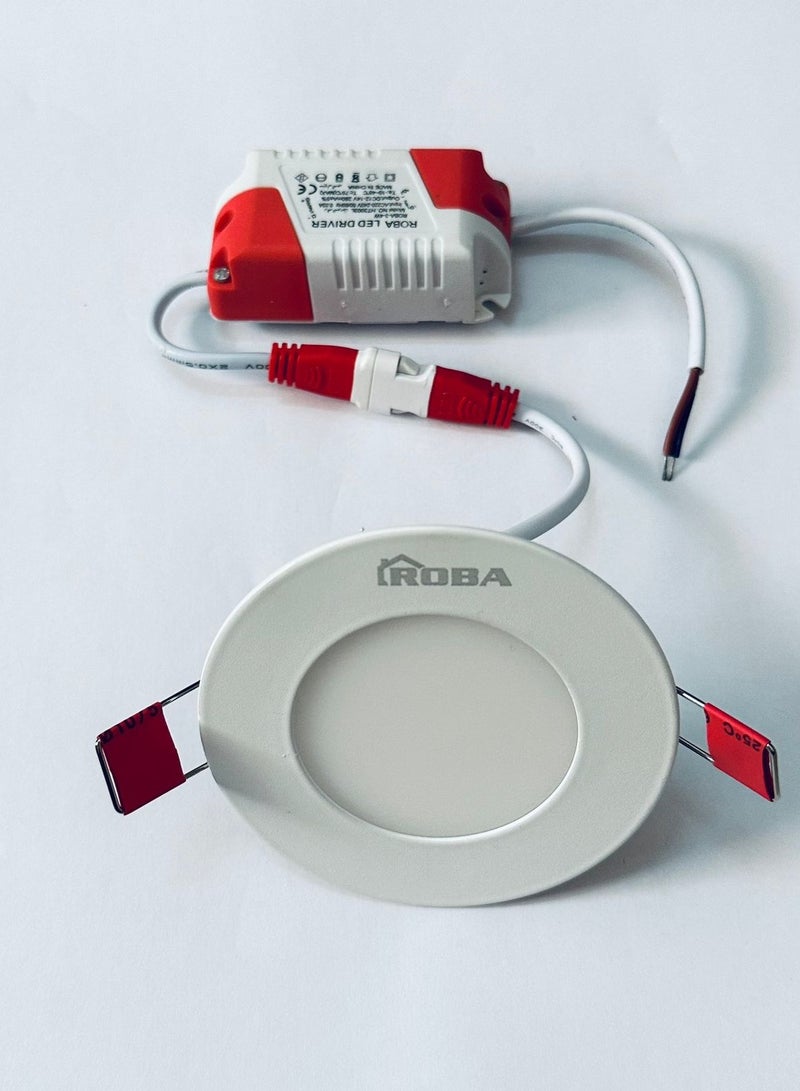 ربى سبوت لايت بقاعده مقاس 7 سم  4 واط LED اضاءة أصفر اطار ابيض بنل - Image 2