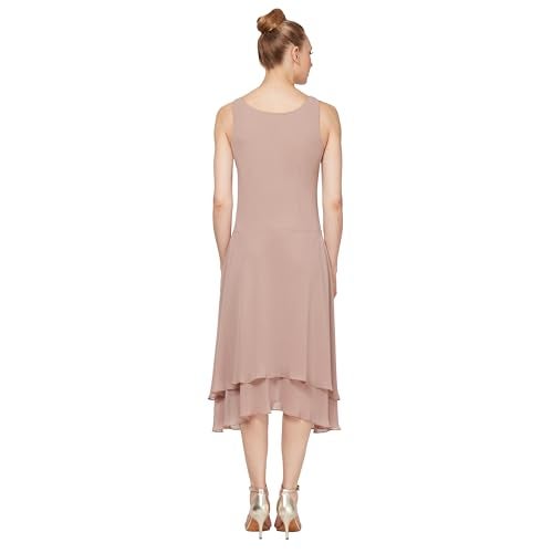 S.L. Fashions فستان الأم العروس العادي من S.L. Fashions مع ياقة مزينة وكتف، ضيف زفاف، كشمير، 8 - Image 4