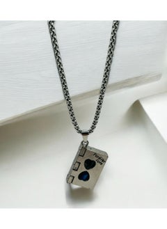 MARIO DRAFTS Forever Love Book Pendant Necklace, Stainless Steel Box Chain, Silver and Blue  - Image 5
