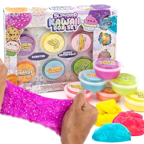 Slimygloop Kawaii Box Set 6Pack Scented Slimes With Fluffy Cloud Glitter Water Fun Add Ins Kids Party Favors Goodie Bags Bulk Food Slime - Image 1