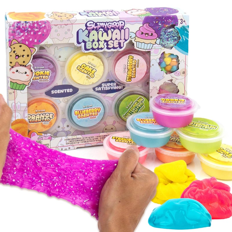 Slimygloop Kawaii Box Set 6Pack Scented Slimes With Fluffy Cloud Glitter Water Fun Add Ins Kids Party Favors Goodie Bags Bulk Food Slime - Image 3