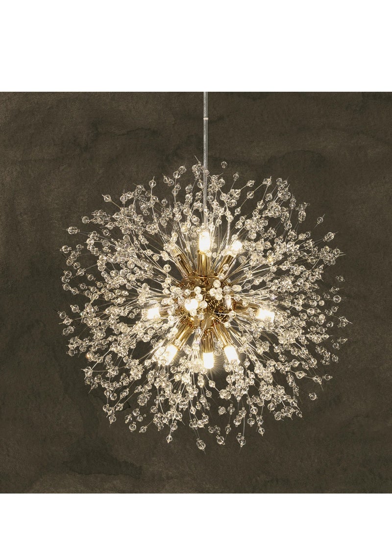 Haikomin 12 Head Modern Dandelion Crystal Chandelier Gold Head Bedroom Dining Room aisle Lighting - Image 1