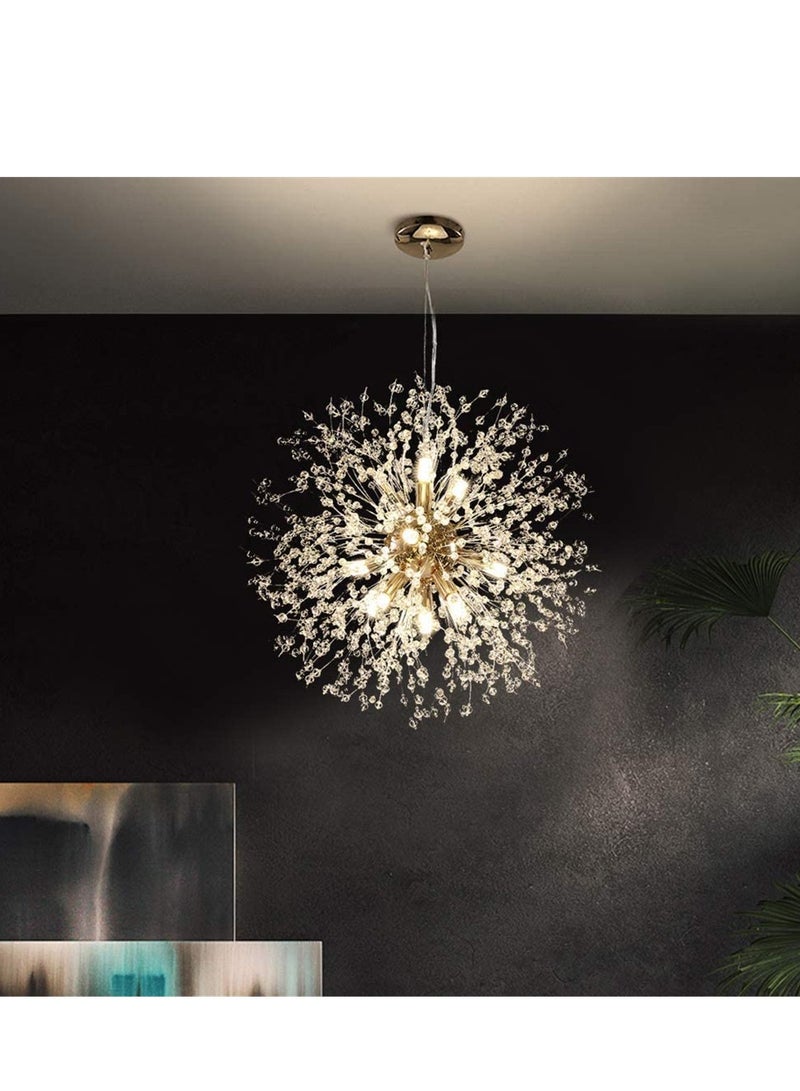 Haikomin 12 Head Modern Dandelion Crystal Chandelier Gold Head Bedroom Dining Room aisle Lighting - Image 4