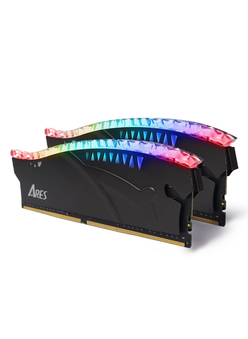 DATO 16GB DDR4 RAM 8GBx2 RGB DDR4 with Heatsink 3600MHz CL18 1.35V XMP PC4-28800 288 Pin Non-ECC UDIMM Desktop Memory Module for Gaming - ARES Armor Lite, Black  - Image 1
