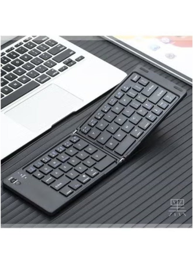 MUNTAQI لوحة مفاتيح بلوتوث محمولة قابلة للطي B028 – لوحة مفاتيح لاسلكية رفيعة للغاية مع كتابة صامتة | بطارية قابلة للشحن ومؤشر شحن | لوحة مفاتيح خفيفة الوزن، مدمجة وجاهزة للسفر لأجهزة أندرويد، آي أو إس، وويندوز – لون أسود - Image 1