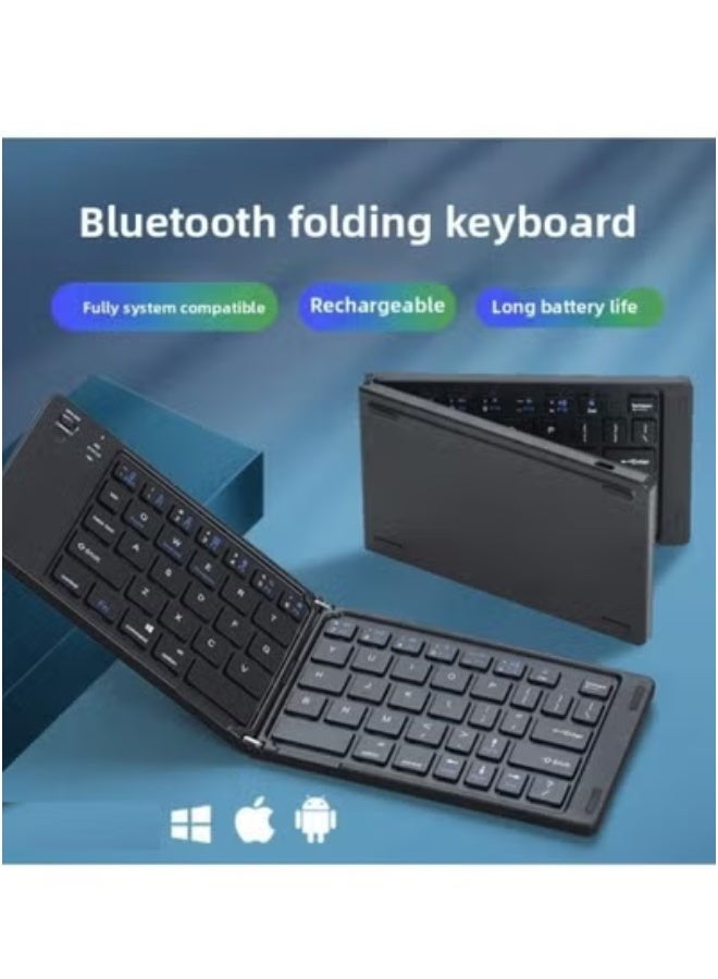 MUNTAQI لوحة مفاتيح بلوتوث محمولة قابلة للطي B028 – لوحة مفاتيح لاسلكية رفيعة للغاية مع كتابة صامتة | بطارية قابلة للشحن ومؤشر شحن | لوحة مفاتيح خفيفة الوزن، مدمجة وجاهزة للسفر لأجهزة أندرويد، آي أو إس، وويندوز – لون أسود - Image 2