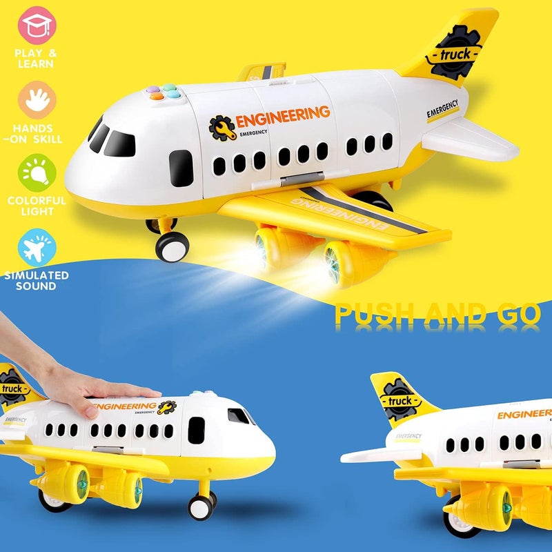 Dwi Dowellin Construction Toy Airplane Set/Play Mat,Excavator,Bulldozer,Mixer,Dumper Truck,Forklift,Crane,Alloy Metal Car Toys for 3 4 5 6 Years Old Toddlers Kids Boys & Girls(Large) - Image 3