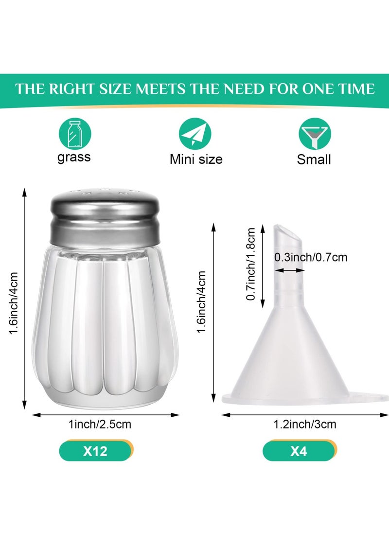 Generic - Pepper Shakers, Pack of 12 Bulk Salt and Pepper Shakers with Funnel Tool, Clear Glass Mini Salt and Pepper Shakers Set with Stainless Steel Tops for Wedding Table & Party - Image 1