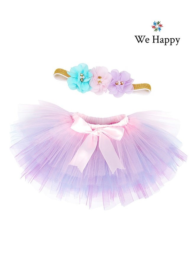We Happy 4 Pieces 1st Birthday Baby Girl Costume Set Newborn Princess Dress for Theme Party Photoshoot Unicorn Bodysuit with Tutu Skirt, Cake Topper and Floral Headband  - Image 3