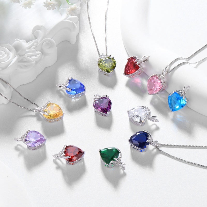 Juwaliy Dragonfly Necklace Heart October Birthstone Necklace Tourmaline 925 Sterling Silver Pendant Pink Jewelry Women Birthday Christmas Mother's Day Gift - Image 2