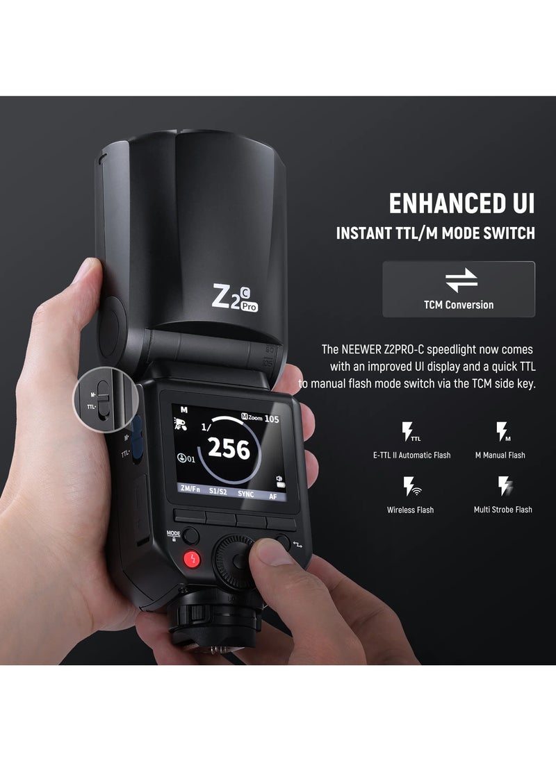 Neewer TTL High-Speed Hot Shoe Camera Flash for Sony – 76Ws On-Camera Speedlite with 2.4G Wireless, 1/8000s HSS, 330° Rotation, LED Modeling Light & Rechargeable Lithium Battery  - Image 3