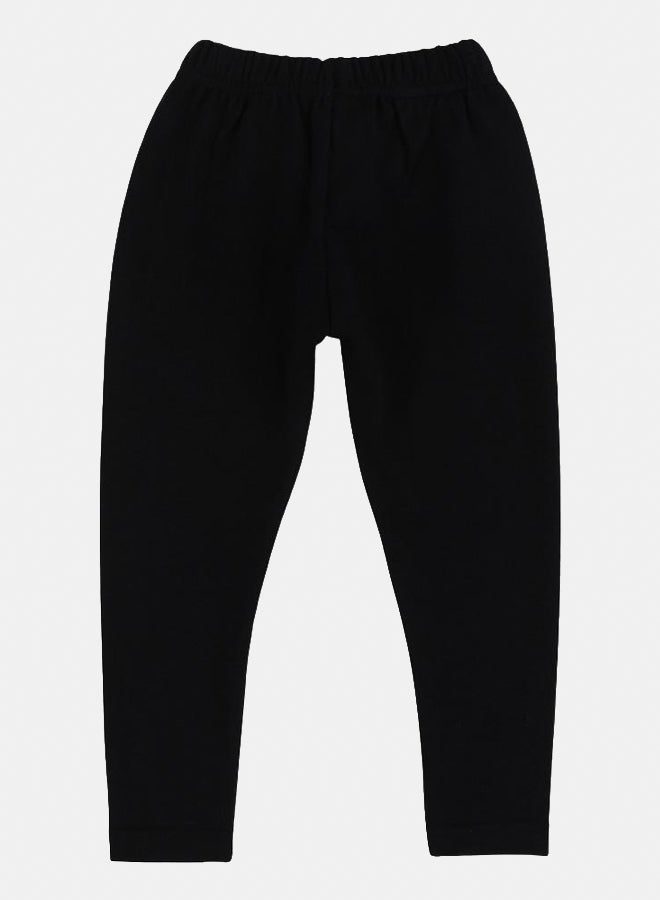 Girls Cotton Leggings – Black - Image 2