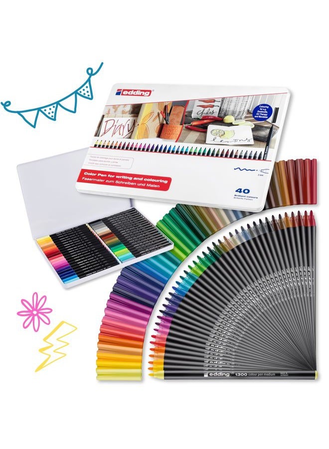 edding 1300 Fiber Pen Set, 40-Colors - Image 1
