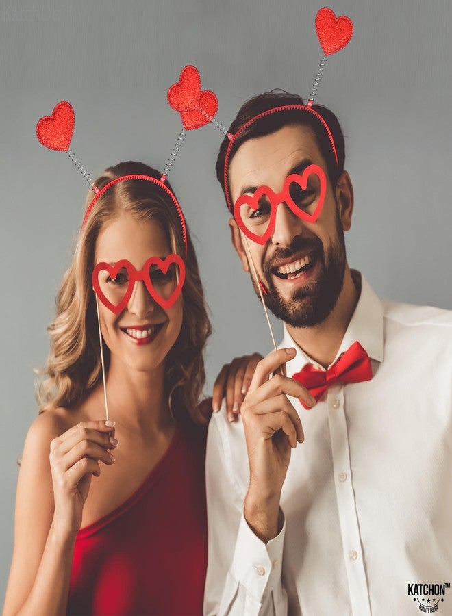 كاتشون، عصابات رأس على شكل قلوب وردية وحمراء - عبوة من 12 قطعة | عصابات رأس لعيد الحب للنساء لتزيين عيد الحب وحفلات الزفاف | عصابة رأس على شكل قلب، عصابة رأس للهالوين | زينة حفلات عيد الحب - Image 5