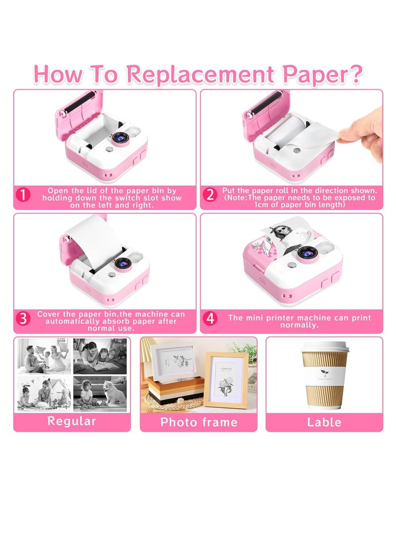 BlueFire CP02 Kids Instant Print Camera – 2.4” HD Screen, Thermal Printing, 1500mAh Battery, 32GB Expandable Storage, Digital Camera for Kids Ages 3-14 | Includes 3 Print Rolls, 5 Color Pens, Video Recorder, Puzzle Games, MP3 Player – Perfect Birthday Gift for Boys & Girls - Image 3