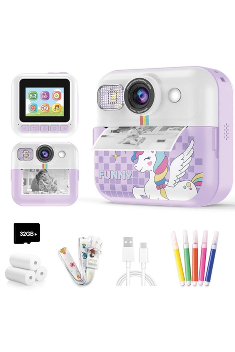 BlueFire CP02 Kids Instant Print Camera – 2.4” HD Screen, Thermal Printing, 1500mAh Battery, 32GB Expandable Storage, Digital Camera for Kids Ages 3-14 | Includes 3 Print Rolls, 5 Color Pens, Video Recorder, Puzzle Games, MP3 Player – Perfect Birthday Gift for Boys & Girls - Image 1