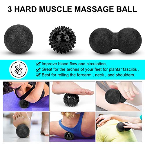 BORNEW Foam Roller Set - High Density Back Roller, Muscle Roller Stick,2 Foot Fasciitis Ball, Stretching Strap, Massager Ball for Whole Body Physical Therapy & Exercise, Yoga, Back Pain, Leg, Deep Tissue - Image 5
