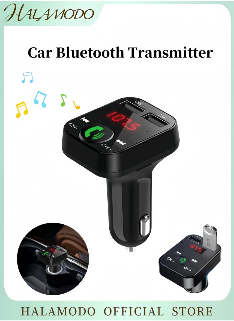 Generic Car Bluetooth Transmitter Wireless Bluetooth Rudio Aux Adapter Car Kit MP3 Player Receiver Audio Music Stereo FM Transmitter with Handsfree Calling & Dual USB Ports  - Image 1