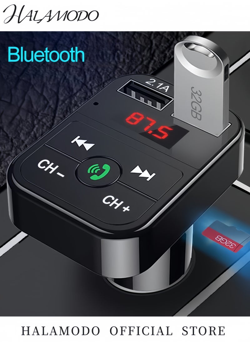 Generic Car Bluetooth Transmitter Wireless Bluetooth Rudio Aux Adapter Car Kit MP3 Player Receiver Audio Music Stereo FM Transmitter with Handsfree Calling & Dual USB Ports  - Image 2