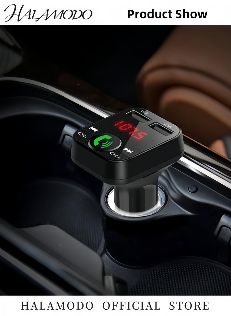 Generic Car Bluetooth Transmitter Wireless Bluetooth Rudio Aux Adapter Car Kit MP3 Player Receiver Audio Music Stereo FM Transmitter with Handsfree Calling & Dual USB Ports  - Image 3