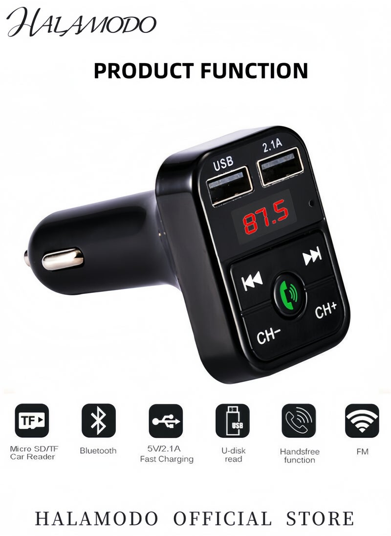 Generic Car Bluetooth Transmitter Wireless Bluetooth Rudio Aux Adapter Car Kit MP3 Player Receiver Audio Music Stereo FM Transmitter with Handsfree Calling & Dual USB Ports  - Image 4