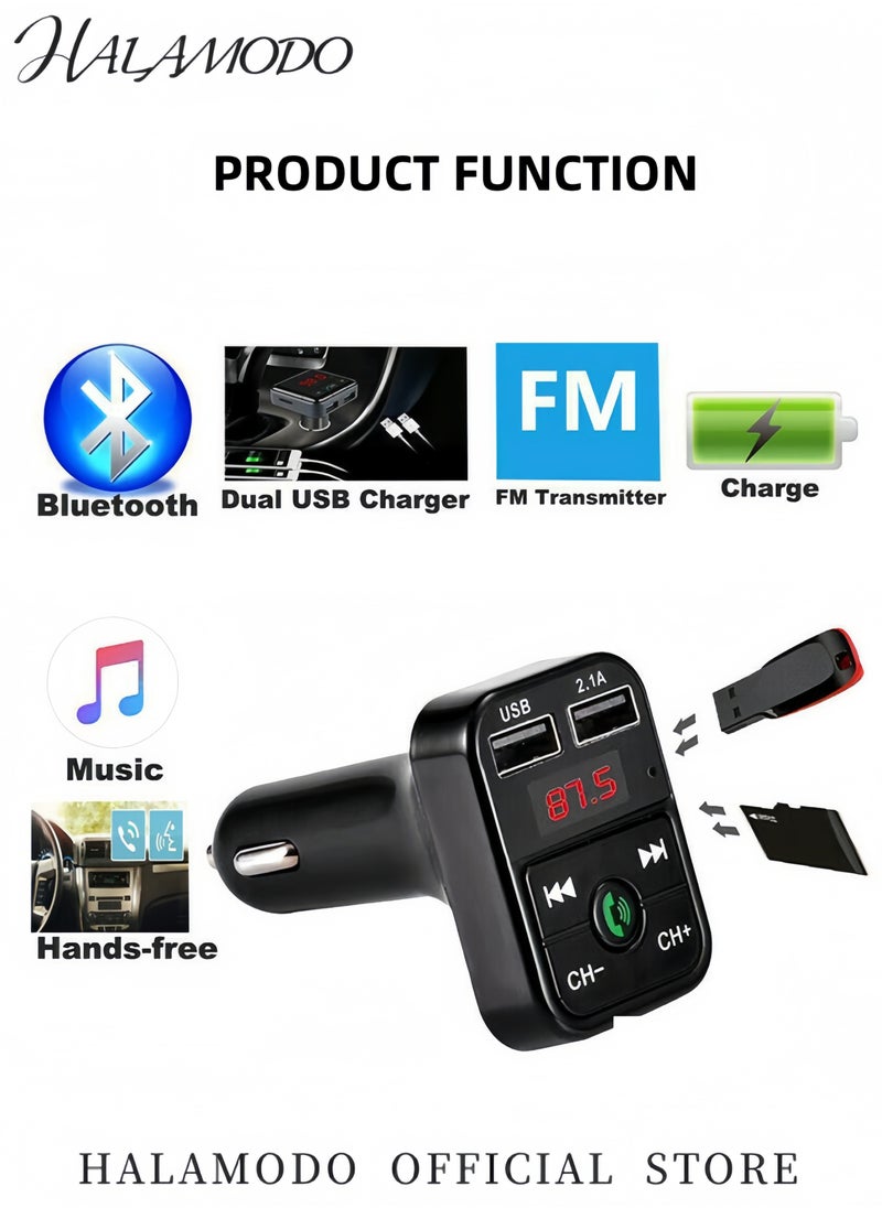 Generic Car Bluetooth Transmitter Wireless Bluetooth Rudio Aux Adapter Car Kit MP3 Player Receiver Audio Music Stereo FM Transmitter with Handsfree Calling & Dual USB Ports  - Image 5