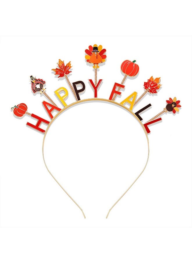 PHALIN - Thanksgiving Fall Headbands Enamel Pumpkin Maple Leaf Turkey Hairbands For Women Autumn Costume Party Hair Accessory Gifts (Happy Fall) - Image 1
